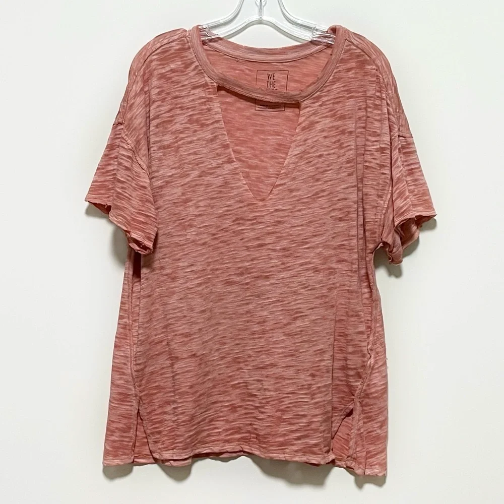 We The Free- Free People Fun Jordan Burnout cut out choker short sleeve tee top